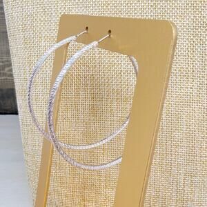 JCM Italy Textured Diamond Cut 2 Inch Hoop Sterling Silver 925 Earrings 6 grams